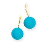 14k Gold & Blue Mother-of-Pearl Bead Drop Earrings- 16mm