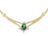 14K Yellow Gold Pear Created Emerald and Diamond Pendant