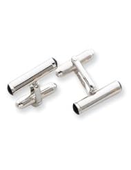 Sterling Silver Black Enameled Bar Cuff Links