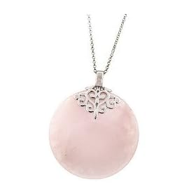 Sterling Silver Genuine Rose Quartz Medallion Pendant