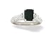 14K White Gold Genuine Emerald-cut Black Onyx and Diamond Ring