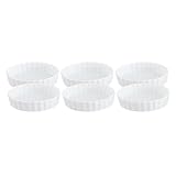 HIC Porcelain 4-by-1-Inch Round Quiche Dish, Set of Six