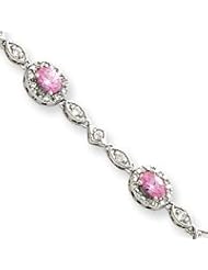 Sterling Silver Pink and Clear CZ Bracelet