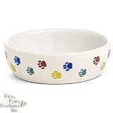 Pet Supplies : Stoneware Cat Pawprint Dish 5 inch