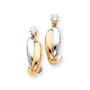 14k Two-Tone J-Hoop with CZ Stud Earrings Jackets - JewelryWeb