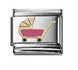 Baby Carriage Pink Classic Enamel, Italian Charm by Nomination Charms
