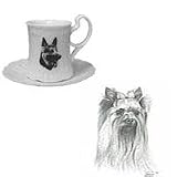 Yorkshire Terrier Cup and Saucer, Porcelain by Rosalinde