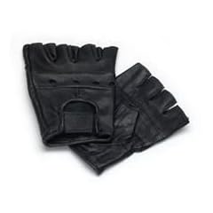 Lederhandschuhe, fingerlose Handschuhe aus Leder, Schwarz S - XXL