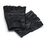 Lederhandschuhe, fingerlose Handschuhe aus Leder, Schwarz S - XXL - 