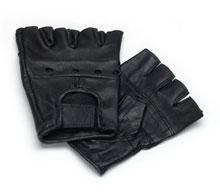 Lederhandschuhe, fingerlose Handschuhe aus Leder, Schwarz S - XXL