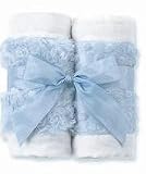 Set of 2 Blue Chenille Minky Burp Cloths