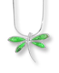 Boma Green Turquoise Dragonfly Necklace - 16 Inches