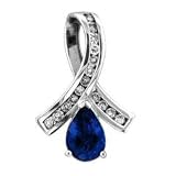 14k White Gold Tanzanite and Diamond Pendant 3.88 TCW