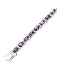 Sterling Silver Purple & Clear CZ Bracelet - 7.5 Inch