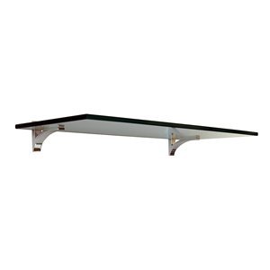 Glass Wall Shelf - 10x36 - Frosted Chrome Hardware Clear 36W x 10D