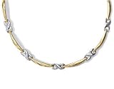 14KT Two Tone Gold X with Bar Link 16
