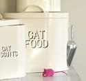 Cream Enamel Metal Dry Cat Food Storage with Scoop