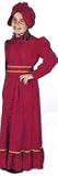 Child Medium 8-10 - Red, Calico-Like Mixed Print - Pioneer Girl Costume Dress