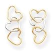 Earrings Heart - 14k Two-Tone Triple Heart Dangle