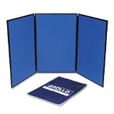 Apollo SB93513Q Apollo ShowIt Three-Panel Display System, Fabric, Blue/Gray, Black PVC Frame
