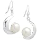 Cresent Moon Sterling Silver & Pearl Earrings - Gems Couture