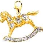 Rocking Horse, 14K Gold Diamond Charm by EZ Charms