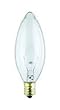 Bulbrite 400060 - 60CTC/32-3 - 60 Watt Clear Incandescent Torpedo Light Bulb, Candelabra Base, 130 Volt Long Life