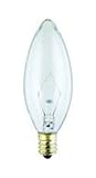 40 Watt Torpedo Shape Light Bulb / Candelabra Base / Clear / Long Life Incandescent