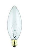25 Watt Torpedo Decorative Light Bulb, Candelabra Base, Clear