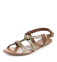 Leather Crossover Plaited Sandals