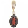 Ladies 14KT Yellow Gold Pendant Oval Garnet Diamond New
