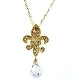 Sterling Silver Gold Plated Fleur De Lis Pendant