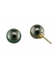 14kt 10-11mm Tahitian stud earring. Better Quality-Top 80% clean, very few marks on back side, very good luster.