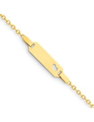 Genuine IceCarats Designer Jewelry Gift 14K Child&apos;s Heart Id Bracelet In 6.00 Inch