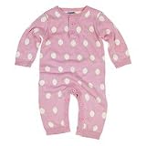 Bamboo Baby Organic knitted baby romper with matching hat in Rose Pink and Polka Dot - 0-3 Months