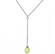 Green Peridot Drop Briolette Silver CZ Necklace