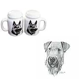 Airedale Terrier Large Salt and Pepper Shakers, Porcelain by Rosalinde (4')