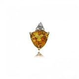 10KT Yellow Gold Large Citrine Diamond 3 Stone Pendant