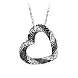 10kt. White Gold, 1/4 ct. tw. Black and White Diamond Heart Pendant