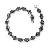 .925 Silver & Marcasite Flower Bracelet- 7.5 IN