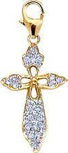 Cross, 14K Yellow Gold Diamond Charm