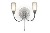 Lyco Wall Lights Thorley Satin Chrome Twin Wall Light With Double Envelope Glass Shades Max 2 X 40 Watt G9 Halogen Capsules