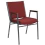 Heavy Duty, 3'' Thickly Padded, Burgundy Patterned Upholstered Stack Chair with Arms [XU-60154-BY-GG]