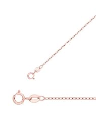 18" 14K Rose Gold 1.3mm (0.05") Polished Diamond Cut Faceted Cable Link Chain w/ Spring Ring Clasp