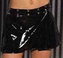Vinyl wrap mini skirt with snap closure and nail heads, shown with item EMV9245 in Small, Medium, Large, 1X, 2X, 3X