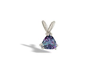 14K White Gold Trillion Created Alexandrite Pendant