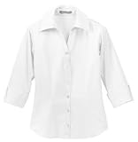 Port Authority - Ladies 3/4 Sleeve Open Neck Blouse White-XL