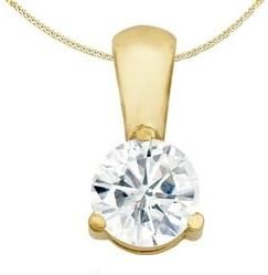 2/3 Carat 3 Prong Solitaire Basket Diamond Pendant Necklace 14K Yellow Gold (J, SI2, 0.6 ctw)