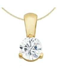 3/4 Carat 3 Prong Solitaire Basket Diamond Pendant Necklace 18K Yellow Gold (J, SI2, 0.72 ctw) w/ chain