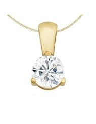 3/4 Carat 3 Prong Solitaire Basket Diamond Pendant Necklace 18K Yellow Gold (I, I2, 0.72 ctw) w/ chain